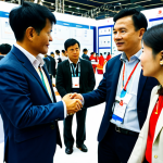 **

"A group of professionals networking at a construction materials trade show in Hanoi. The focus is on collaboration and information exchange. Many are wearing professional attire, engaging in discussions around displays of sustainable building materials. The scene is well-lit and busy, symbolizing a vibrant industry. Safe for work, appropriate content, fully clothed, professional, family-friendly, perfect anatomy, natural proportions, high quality."

**