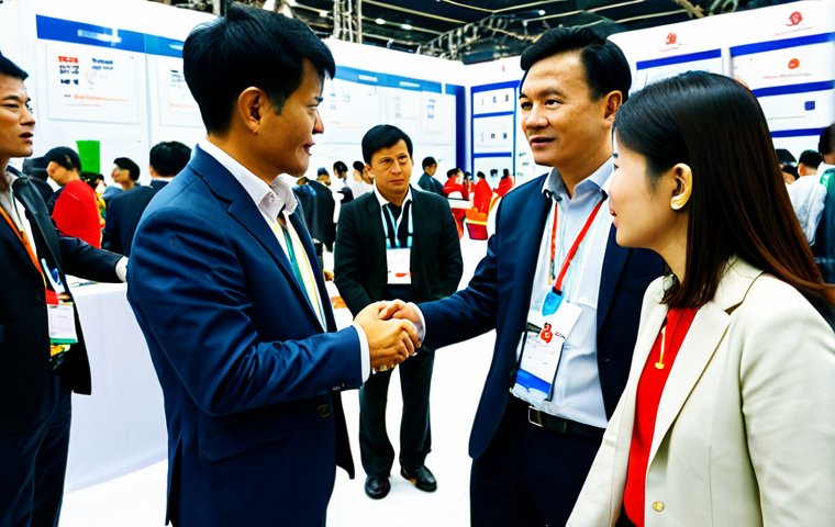 **

"A group of professionals networking at a construction materials trade show in Hanoi. The focus is on collaboration and information exchange. Many are wearing professional attire, engaging in discussions around displays of sustainable building materials. The scene is well-lit and busy, symbolizing a vibrant industry. Safe for work, appropriate content, fully clothed, professional, family-friendly, perfect anatomy, natural proportions, high quality."

**