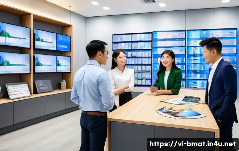 건축자재 B2B 마케팅 팁 - A modern Vietnamese construction company office scene featuring a diverse group of professional B2B ...